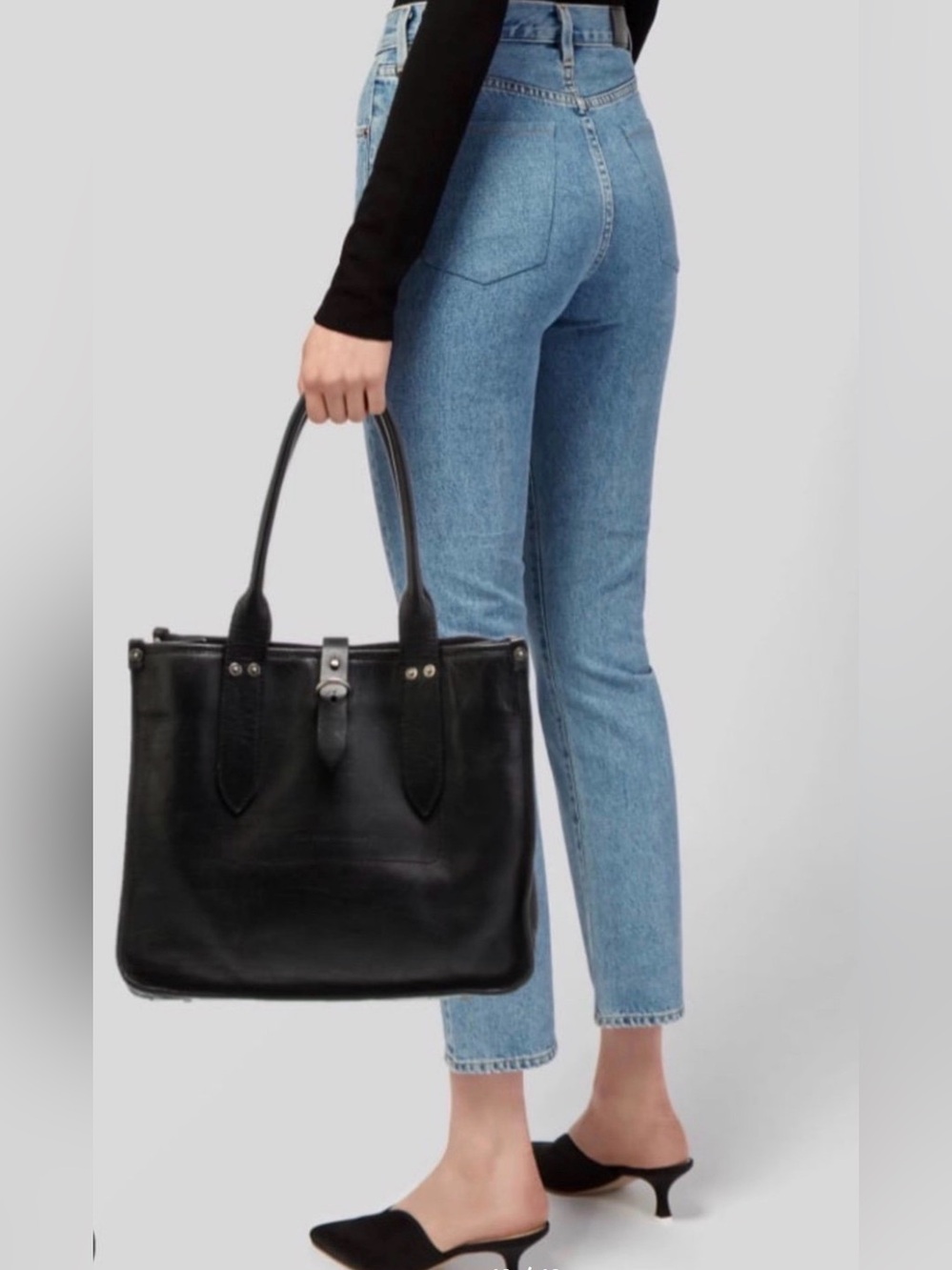 Frye Amy Leather Shopper Tote Shoulder Bag Black Retail $448 - Picture 11 of 11